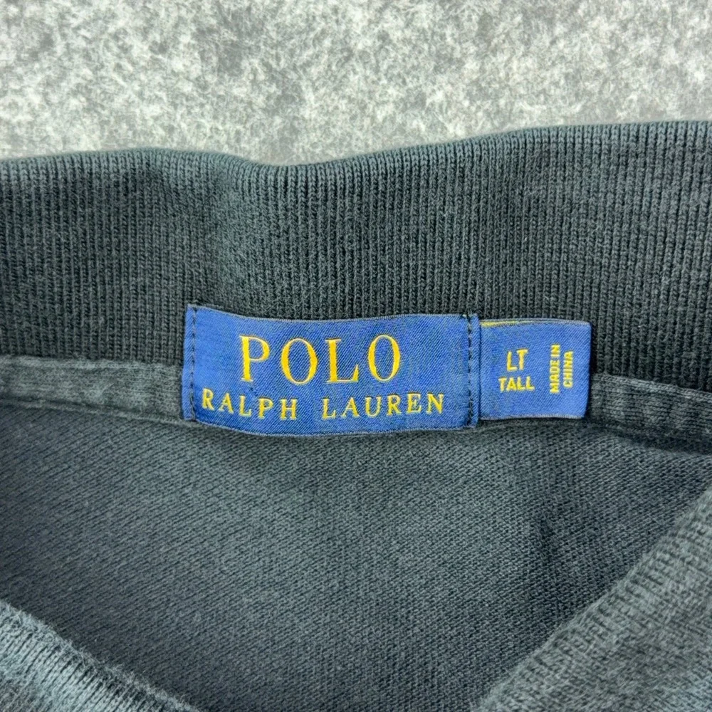 Polo Ralph Lauren Shirt Mens Large Tall LT Black Cotton Pique Pony Logo Classic